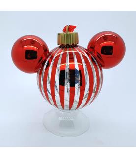 Red Striped lighted Mickey head ornament