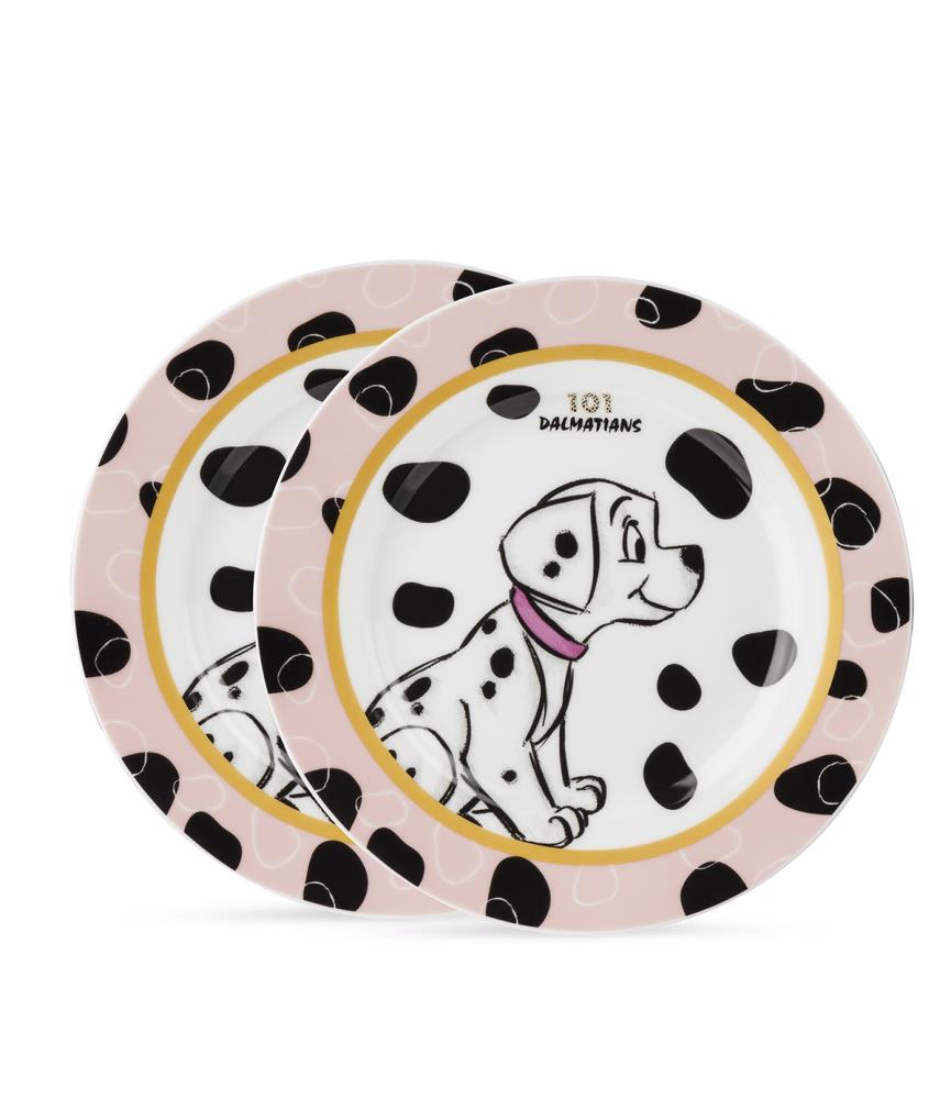 Set of 2 Plates 101 Dalmatians, Pink: 19cm
