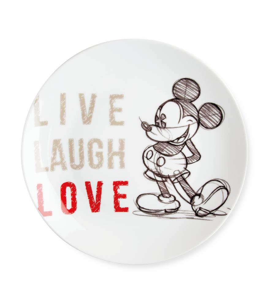 Plate Mickey Live Laugh Love Red