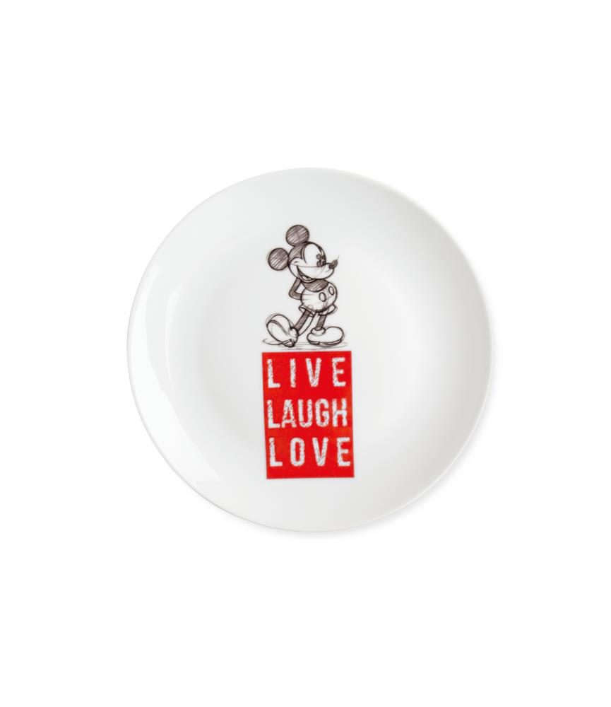 Plate Mickey Live Laugh Love Red