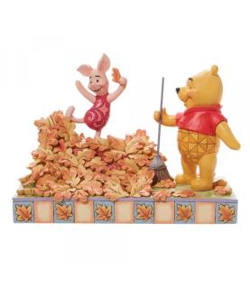Piglet Playing In A Pile Of Leaves figurine