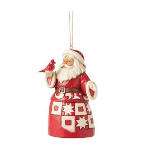 Nordic Noel Santa with Cardinal Hanging Ornament (Expected)