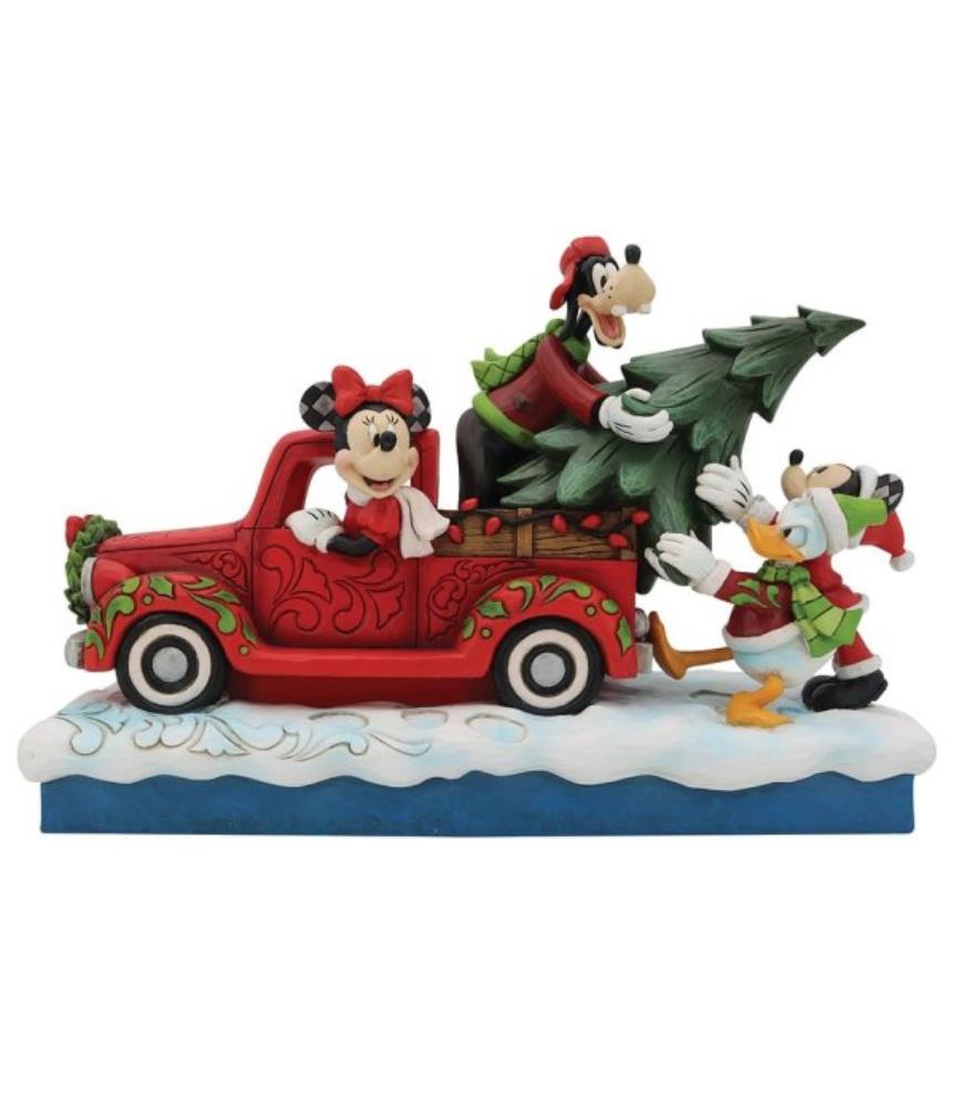 Fab 4 with Red Truck & Tree Figurine