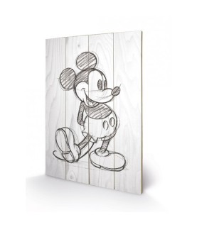 Print on Wood - Mickey Mouse sketched Black and White (59x40)