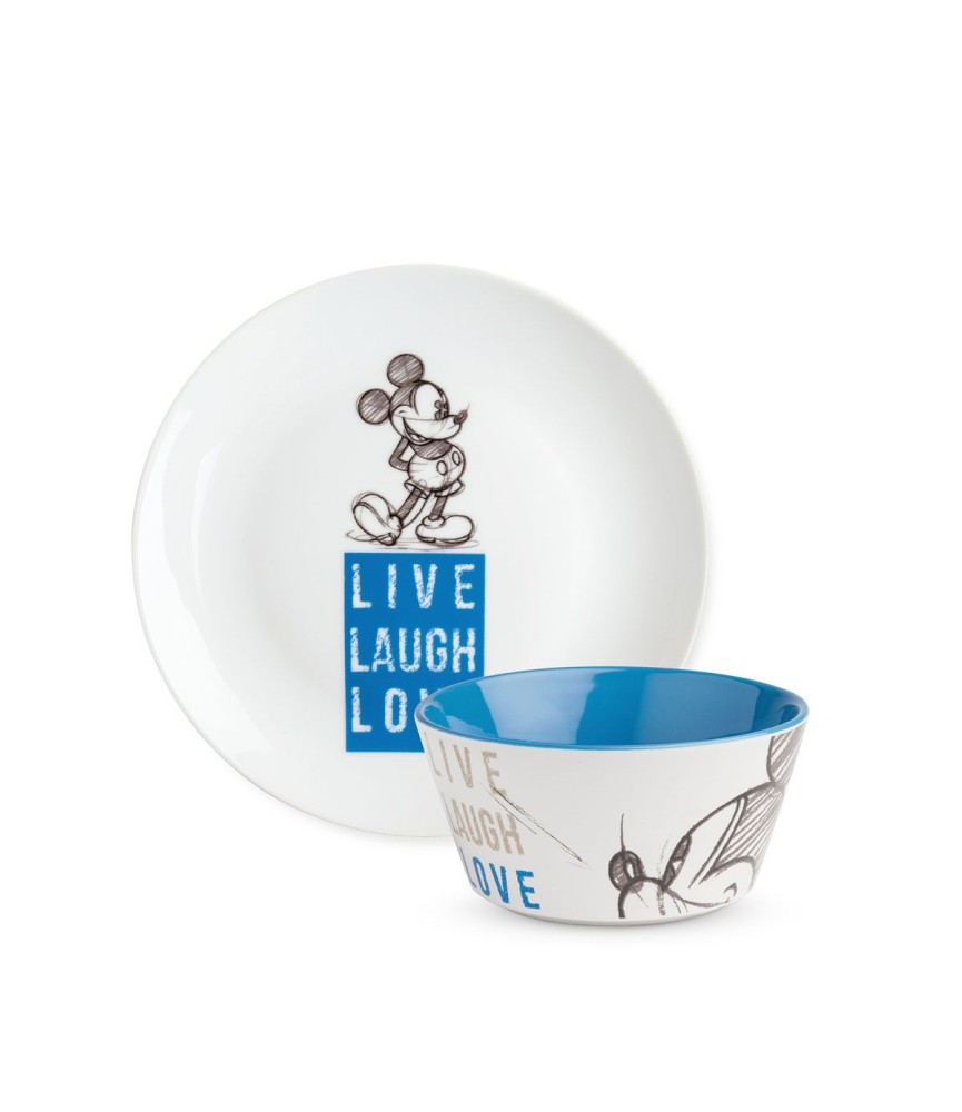 Blue Bowl Mickey & Minnie Set