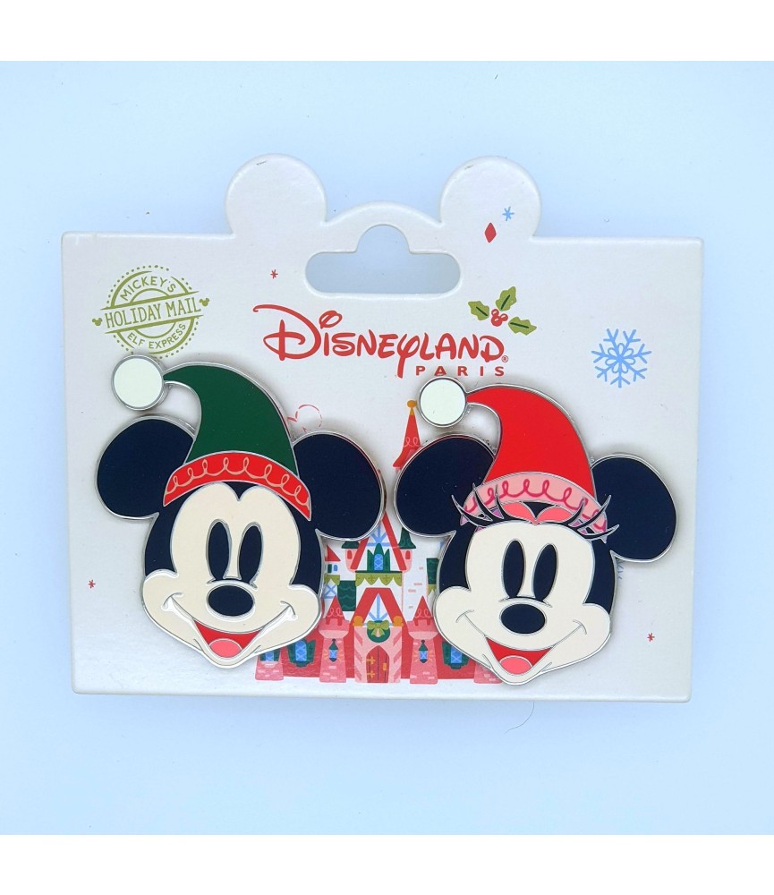 DLP - DLP - Mickey and Minnie Heads Set - Wearing Elf Hats - Christmas 2024