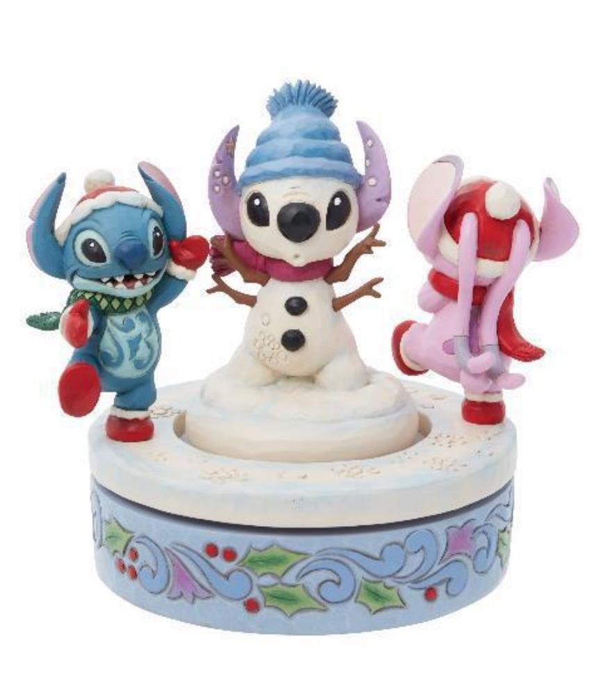 Snowy Shenanigans (Stitch and Angel Rotating Figurine)