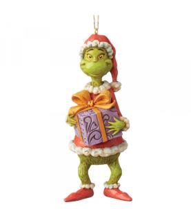 Grinch Holiding Present Hanging Ornament