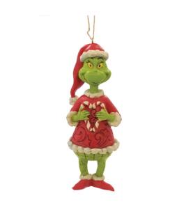 Grinch Holding Heart Shaped Candy Cane Hanging Ornament
