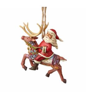 Santa Riding Reindeer Ornament