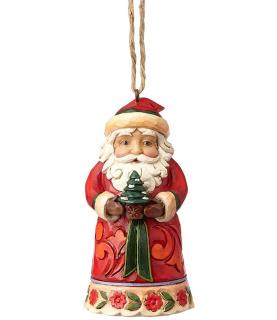 Mini Santa Holding Tree  Ornament