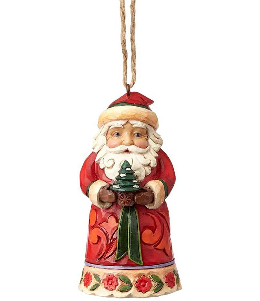 Mini Santa Holding Tree  Ornament