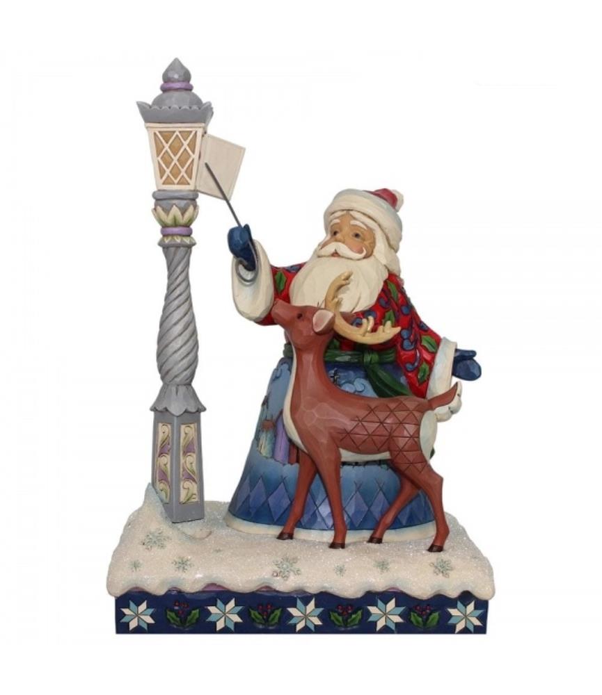 Santa by Lighted Lamppost
