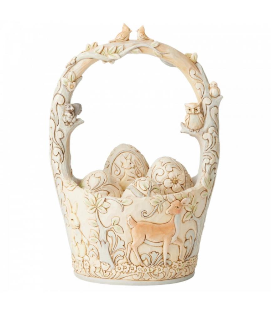 Find Your Path (White Woodland Easter Basket with 4 Egg