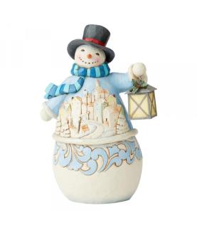 Calm And Bright (Snowman with Village Scene)