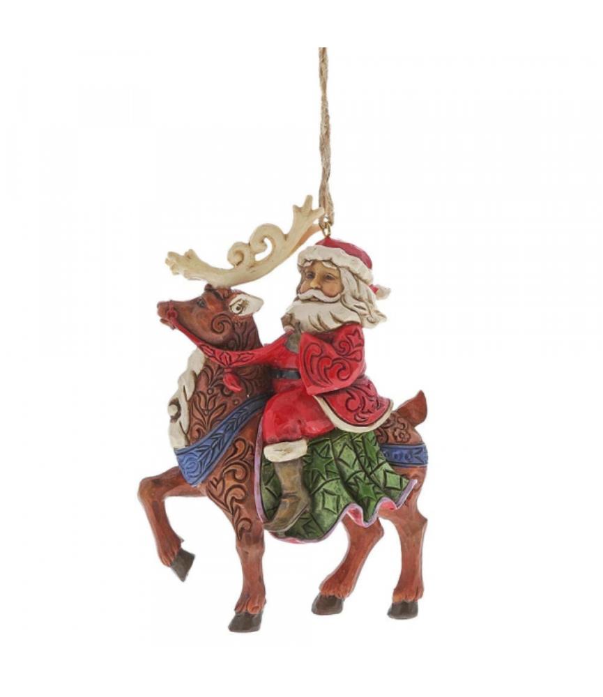 Santa Riding Reindeer (Hanging Ornament)