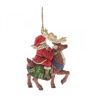 Santa Riding Reindeer (Hanging Ornament)