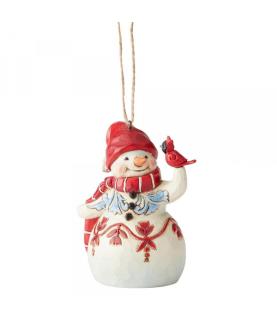 Mini Red and White Snowman (Hanging Ornament)