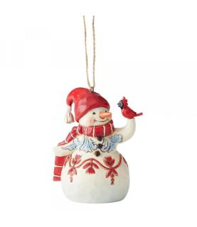 Mini Red and White Snowman (Hanging Ornament)