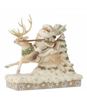 On Course For Christmas (Santa Riding Reindeer Figurine)