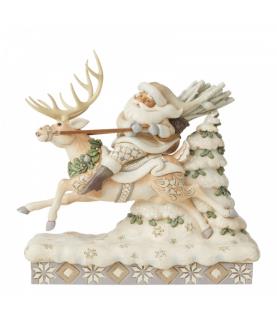 On Course For Christmas (Santa Riding Reindeer Figurine)