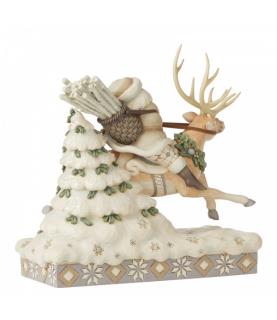 On Course For Christmas (Santa Riding Reindeer Figurine)