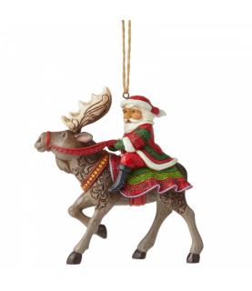 Santa Riding Moose Ornament