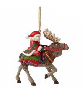 Santa Riding Moose Ornament