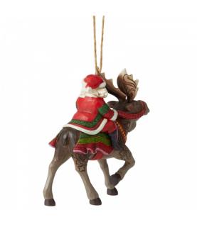 Santa Riding Moose Ornament
