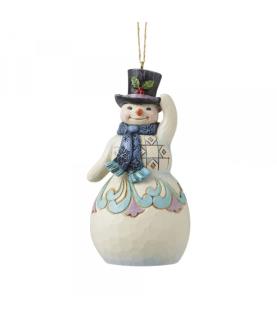 Snowman with Top Hat and Scarf Hanging Ornament