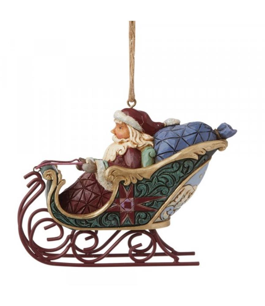 Santa in Sleigh Hanging Ornament
