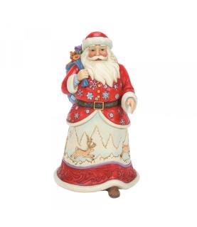 Walking Santa with Winter Scene Figurine
