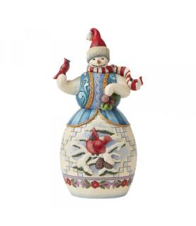 Snowman with Cardinal Figurine