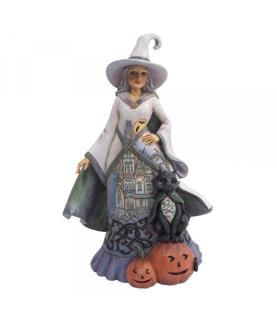 Witch with Pumpkins and Cat Figurine