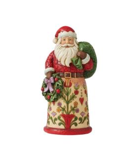 Santa with Sack and Wreath Figurine