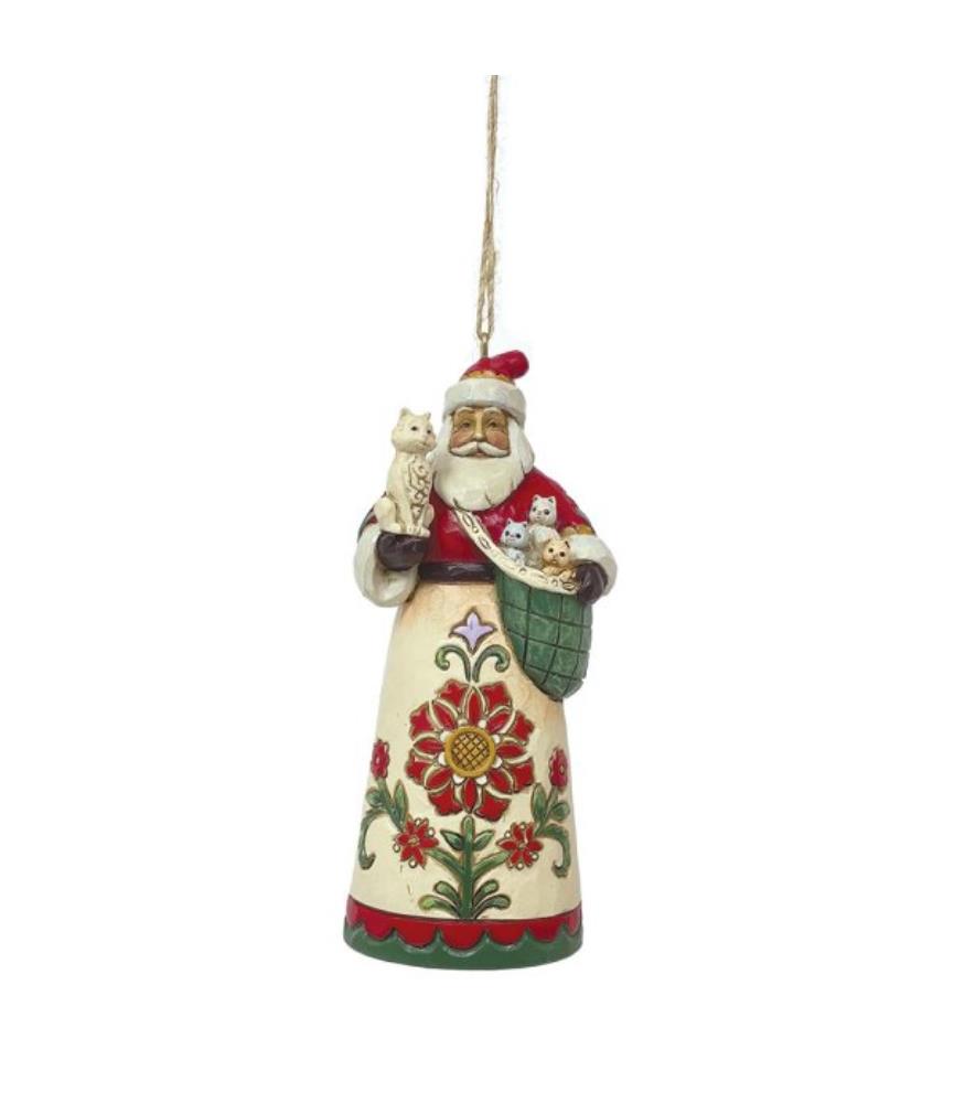 Santa Holding Cat Hanging Ornament