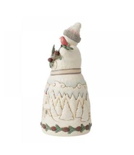 "Winter in the Woodlands": White Woodland Snowman with Pine Garland