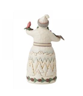 "Winter in the Woodlands": White Woodland Snowman with Pine Garland