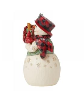"Holiday blooms": Snowman with Poinsettia Basket