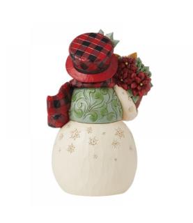 "Holiday blooms": Snowman with Poinsettia Basket