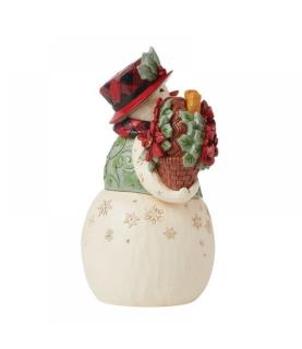 "Holiday blooms": Snowman with Poinsettia Basket