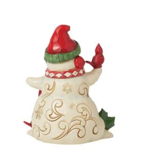 Snowman with Earmuffs and Cardinal Figurine