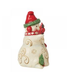 Snowman with Earmuffs and Cardinal Figurine