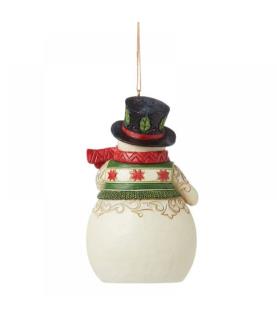 Snowman with Cardinal Scene Hanging Ornament