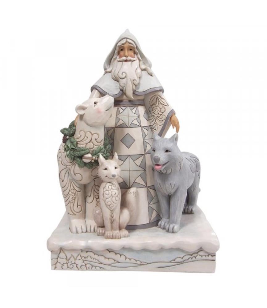 Santa with Wreath and Animals Statement Figurine