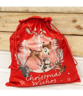 Velour Fabric Bambi Gift Sack -  Christmas wishes