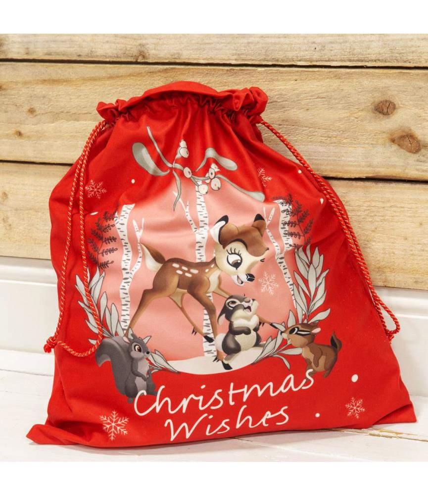 Velour Fabric Bambi Gift Sack -  Christmas wishes