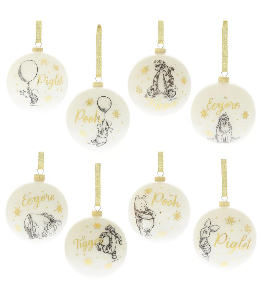 Set of 8 Winnie the Pooh Glitter Baubles